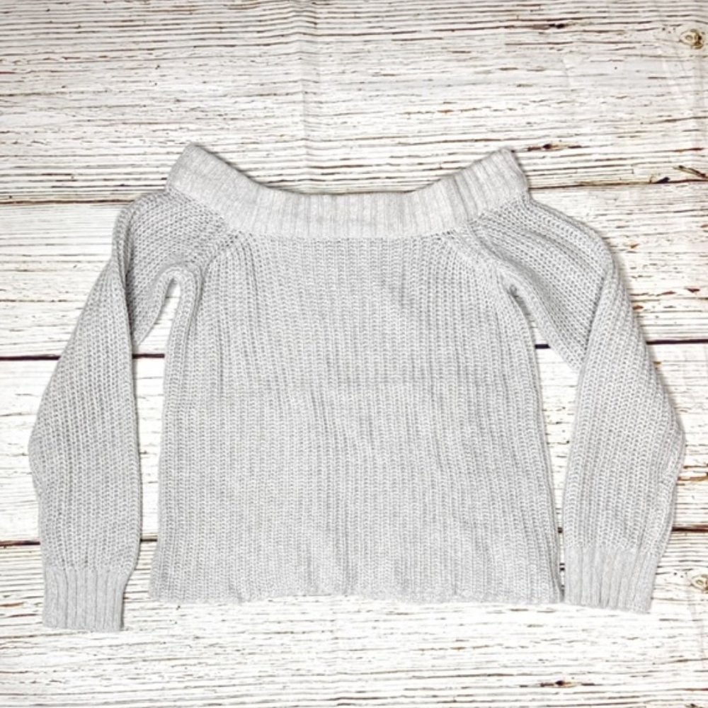 Off The Shoulder Grey Knit Sweater
